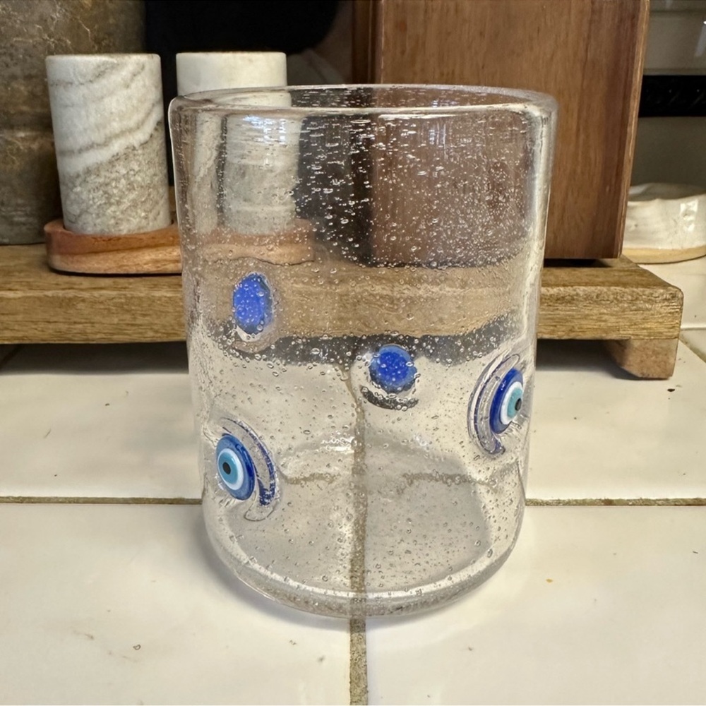 Blue Evil Eye Juice Icon Glass NWOT - Picture 3 of 5